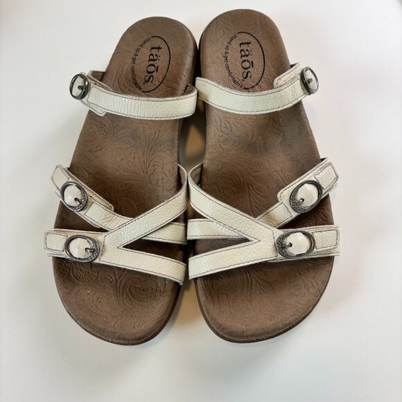 Taos Trulie Leather Sandals Ivory White Women’s 9 EU 39 Comfort Slide - Picture 1 of 7
